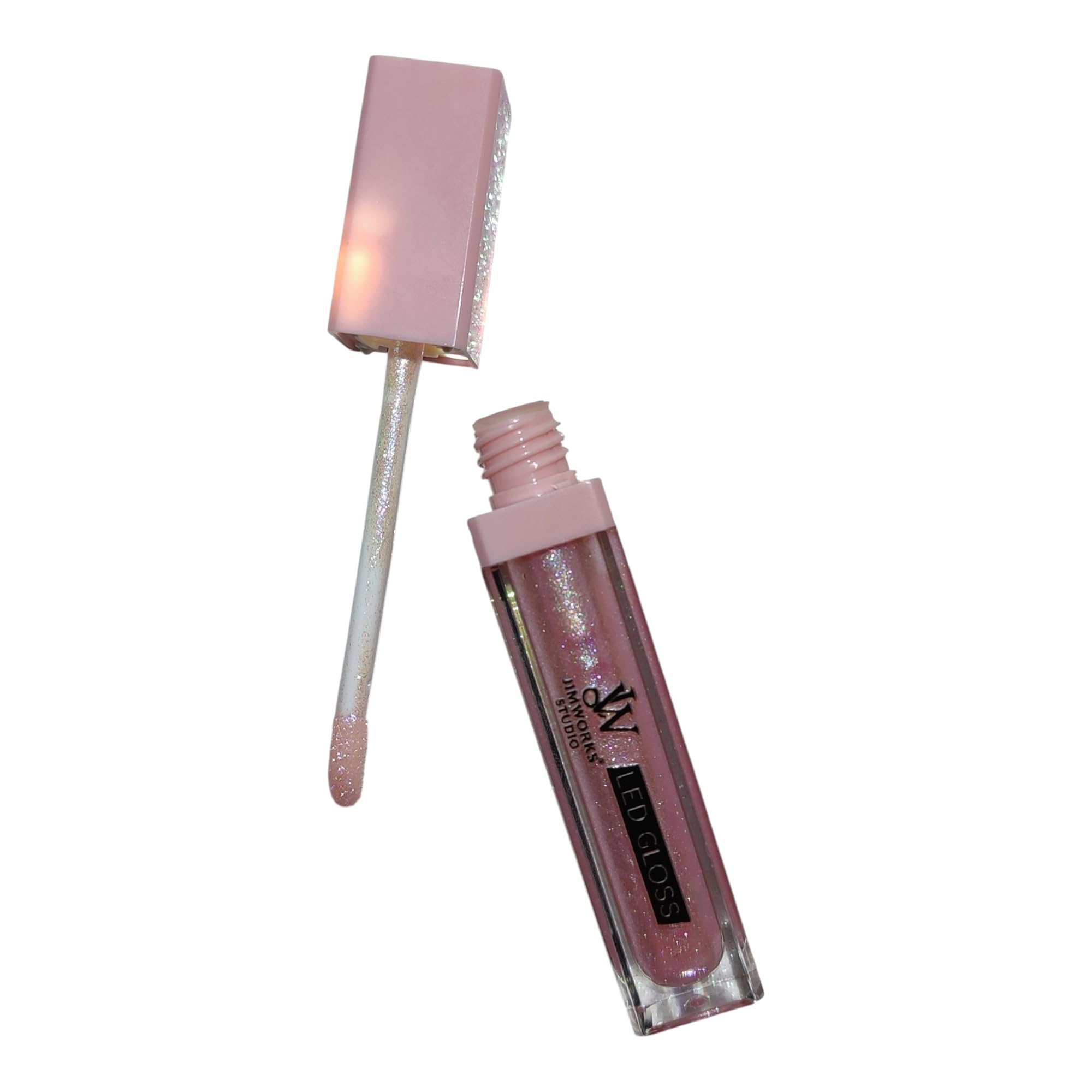 Labial Gloss Luz Led y Espejo Incorporado Glitter Vitamina E Aceite Jojoba Para Oscuridad Coche Disco