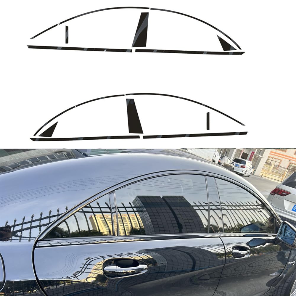 Window Trim Chrome Delete Blackout Overlay Pre-Cut Genuine Vinyl for Mercedes Benz CLS W218 2012-2017 Carbon Fiber Pattern