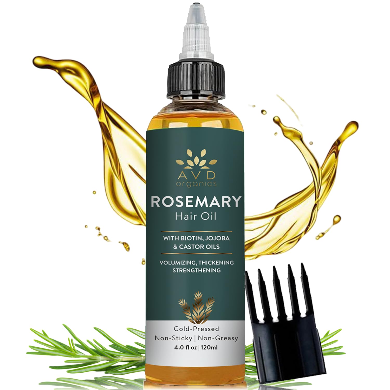 Rosemary Oil for Hair Growth & Scalp | Infused with Boitin | Hair Stregthening Nourishing and Volumizing | Infused with Jojoba & Castor Oil | Non - GMO 120ml