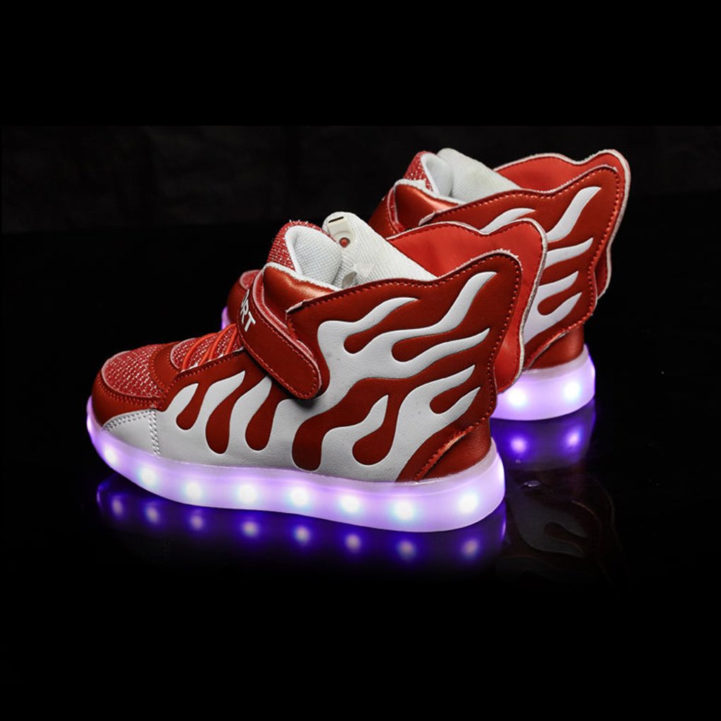 Kids Hi-Top Zapatillas de Deporte Llama Patrones Iluminación LED Zapatos de Carga USB Zapatillas
