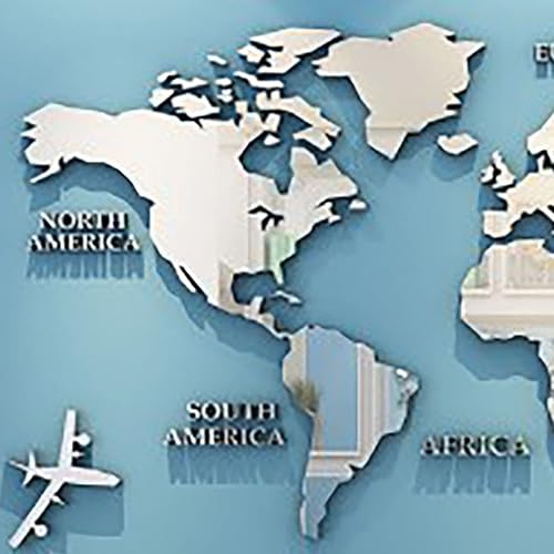 Miniatura 7 de Adhesivo de pared 3D, acrílico con mapa del mundo para pared, para despegar y pegar, calcomanía de pared extraíble para guardería, oficina, sala de