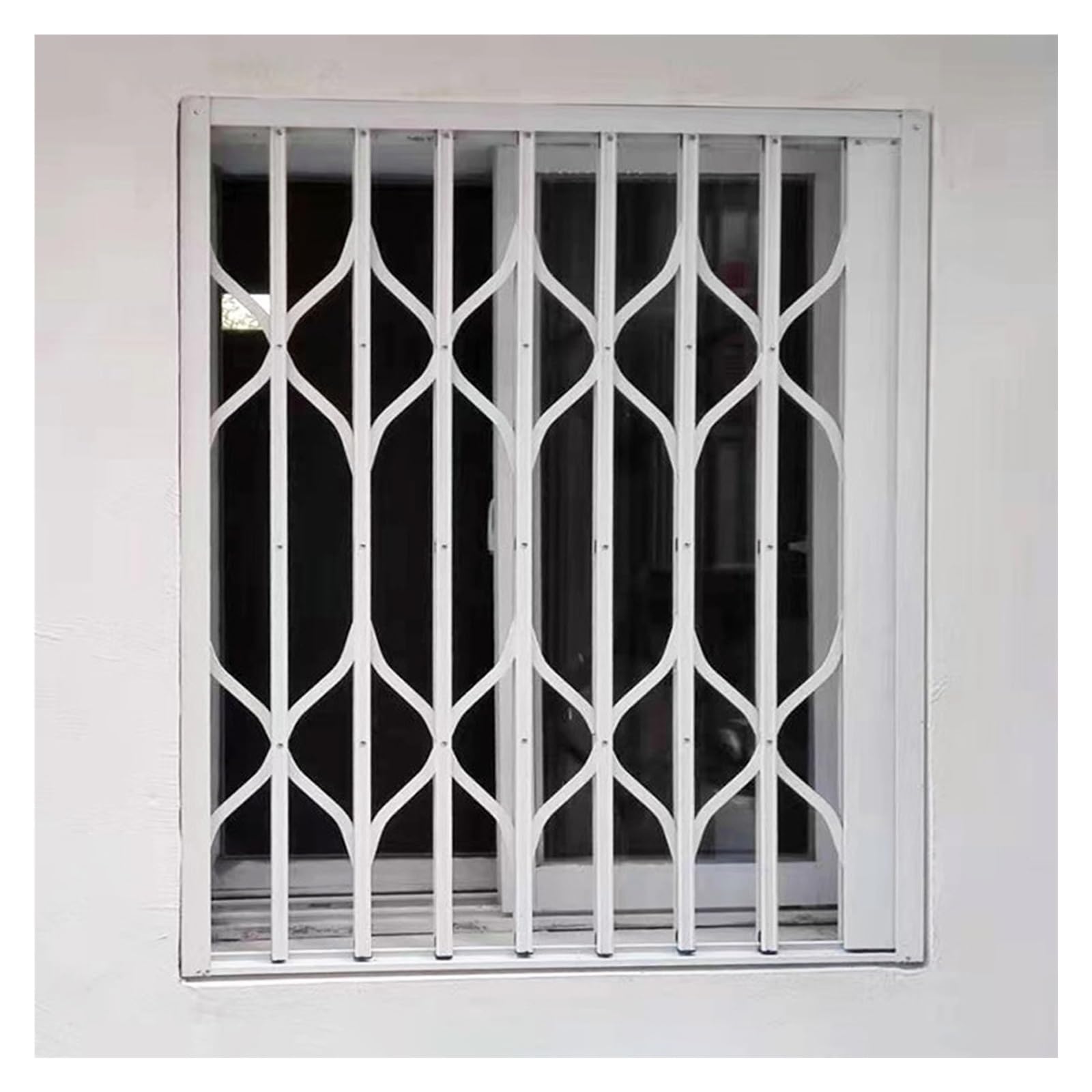 Finestra pieghevole orizzontale, in alluminio, bianco, per cantina, protezione anti-burg, recinzione invisibile (32x55in / 80 x 140 cm)