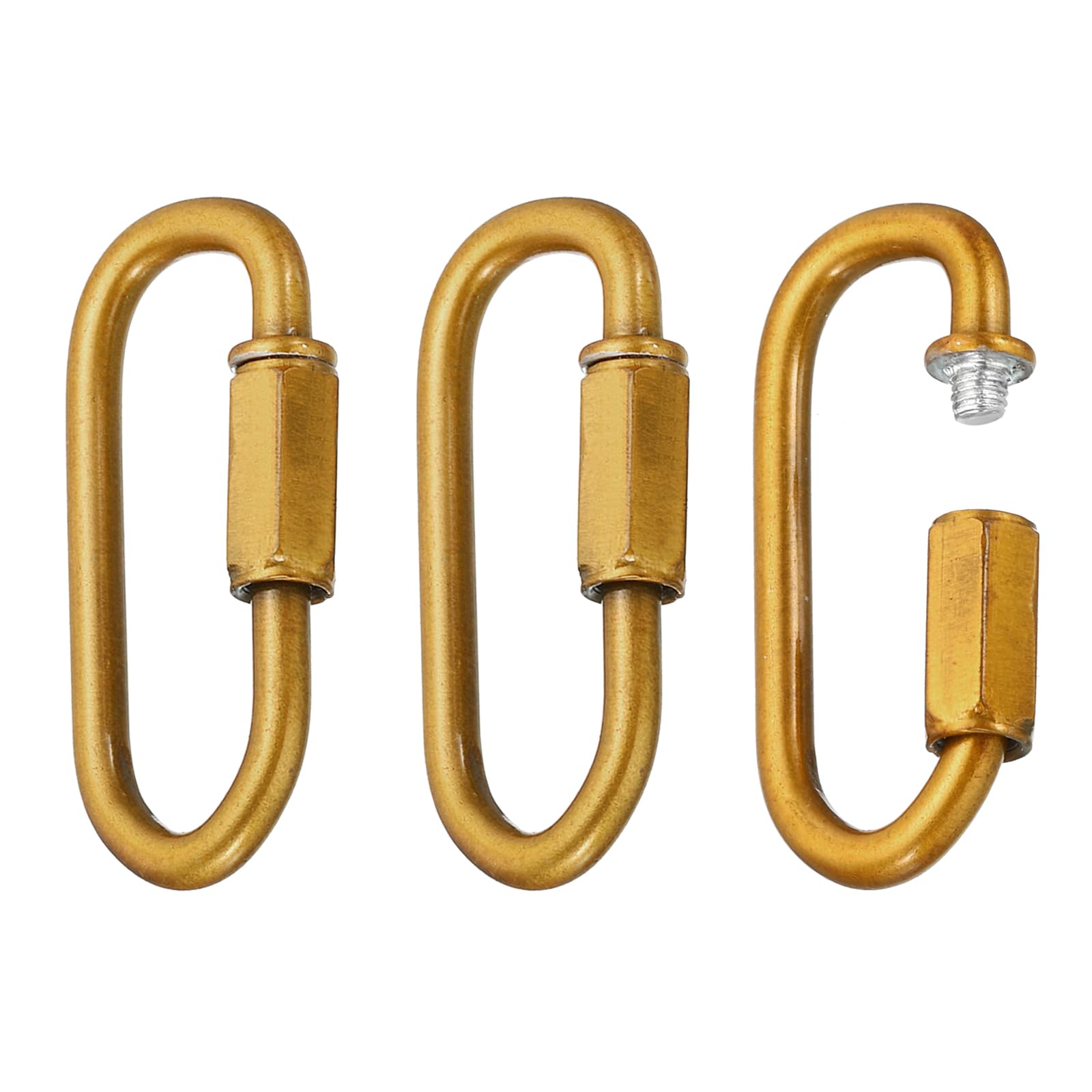 MECCANIXITY Chain Connectors, 5mm Thick Quick Link Screw Lock Oval Clips for Chandelier Pendant Lights, Gold Bronze, Pack of 3
