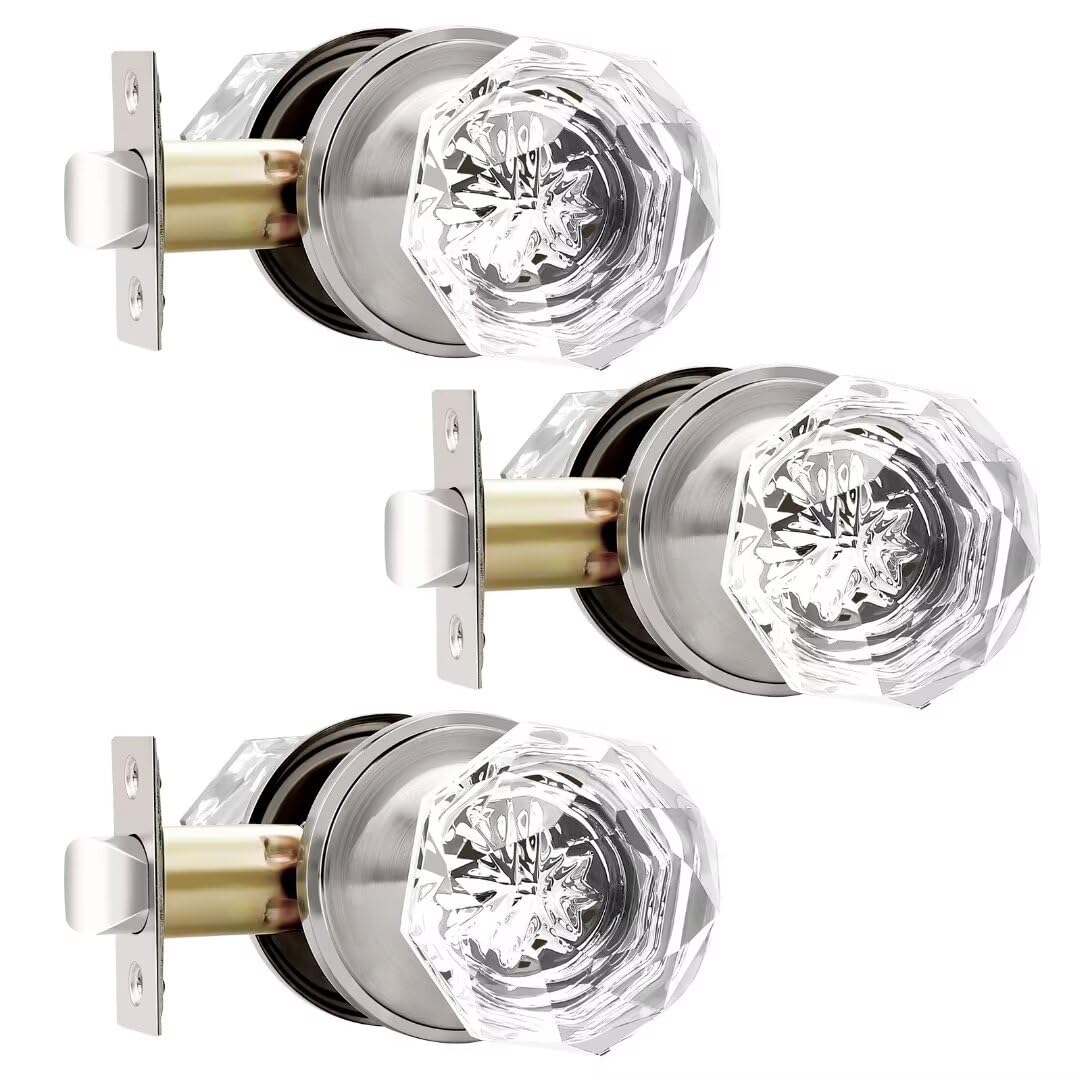 Crystal Privacy Door Knobs - Keyless Lock -17