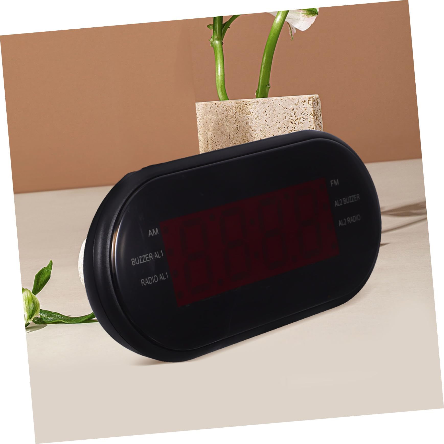 LABRIMP Radio Reloj Despertador Digital Am/FM con Doble Alarma Rojo | Proyección de Hora, Temporizador de Sueño, Plástico, Radio Am, Pantalla Curva