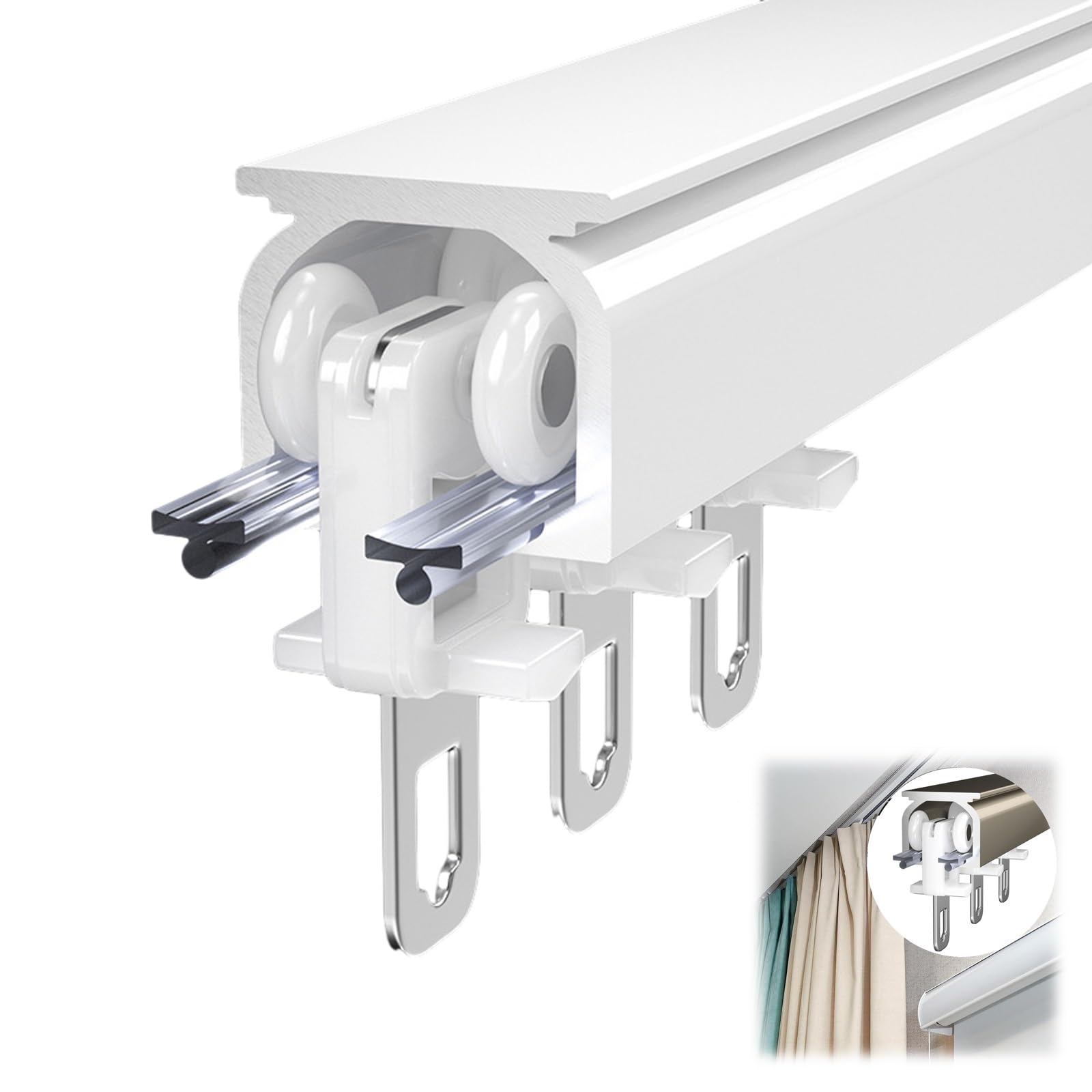 Ceiling Track for Curtains-Room Divider Heavy-Duty Curtain Rails - Flexible Curtain Track System for Ceiling or Wall Mounting