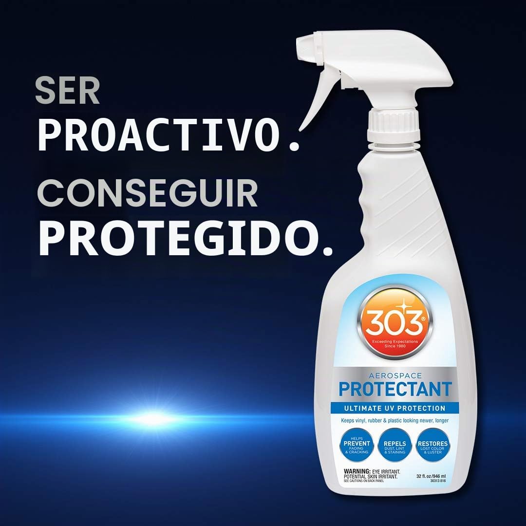 303 (30313) Aerospace Protectant 946 ml – Spray de protección UV para plástico, vinilo, goma y cuero – Acabado mate, protege contra la decoloración y la fragilidad + guantes de nitrilo gratis