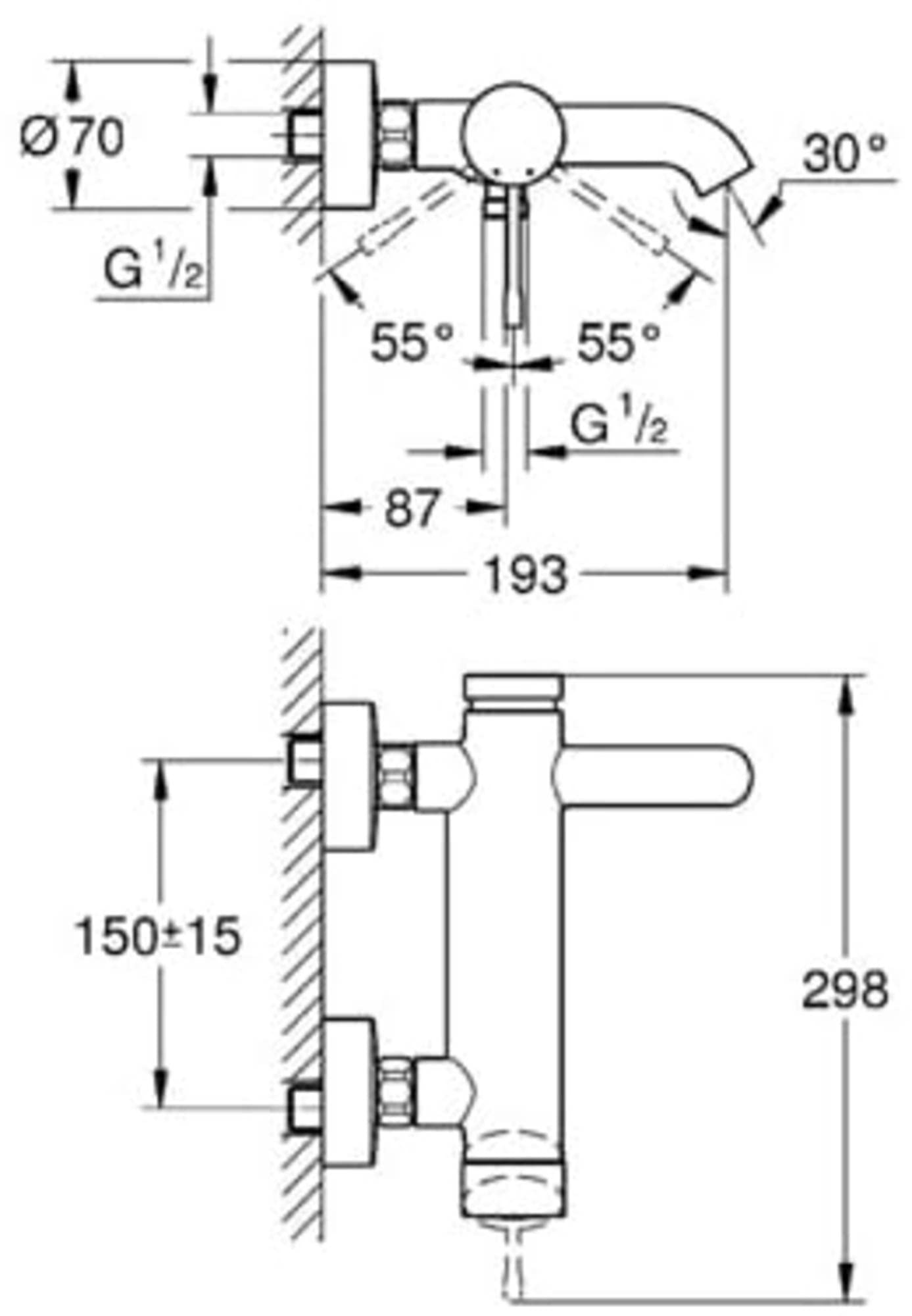 GROHE Essence – Grifería de bañera (Mezclador con inversor automático baño/ducha, con válvula antirretorno integrada, conexiones en S), antracita cepillado (Hard Graphite), 33624AL1