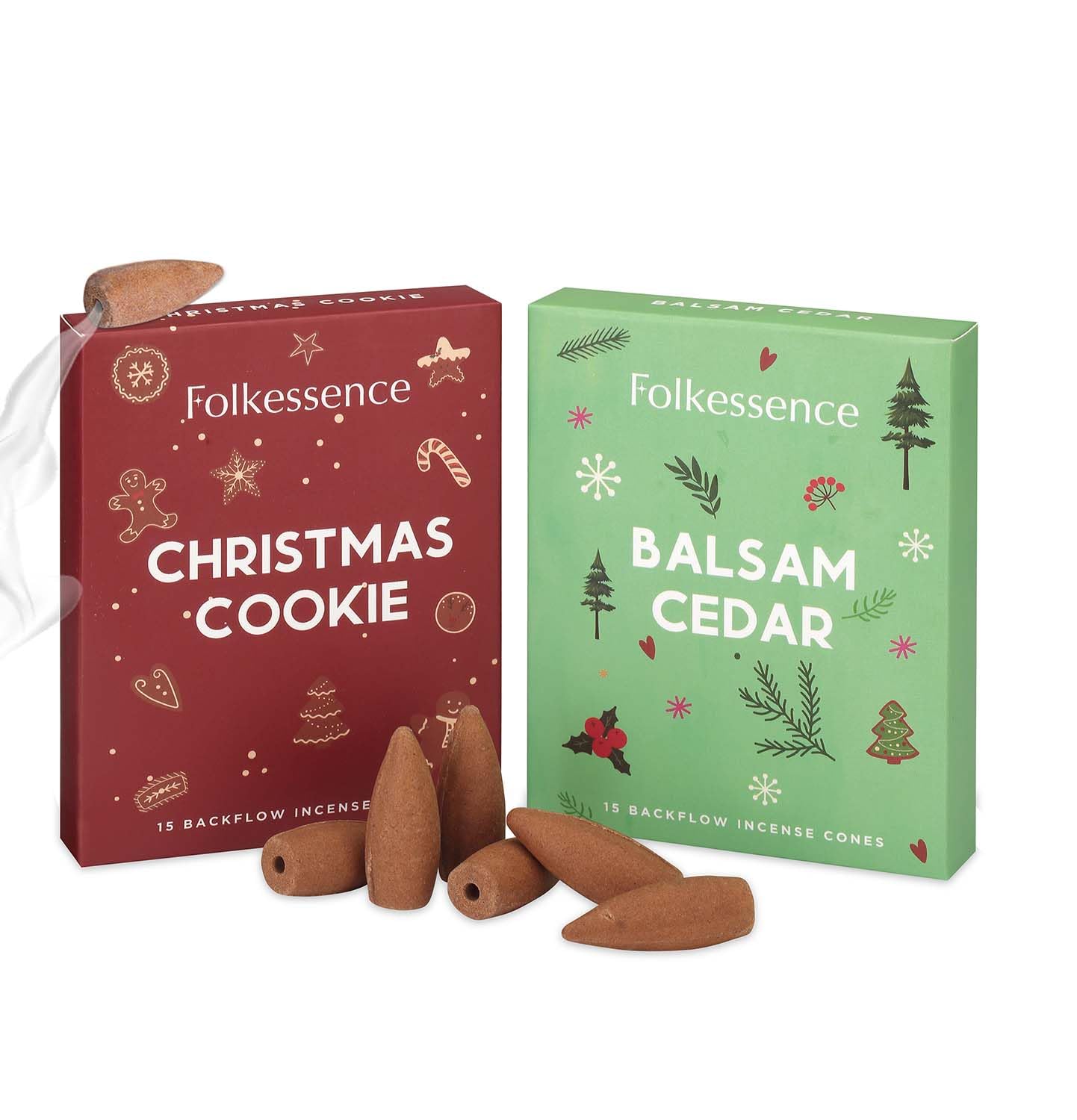 Folkulture Backflow Incense Cones for Waterfall, 30 Pc Waterfall Incense, 2 Fragrance Cones - Mixed Natural Fragrances - Balsam and Cedar