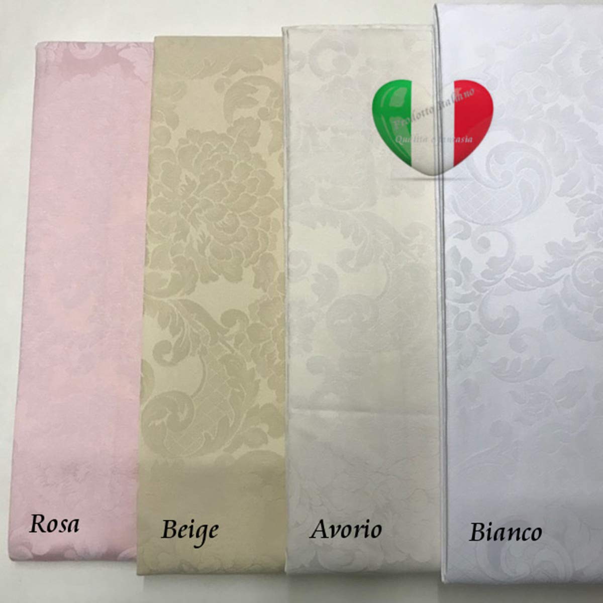 SpazioTessile Tovaglia Copritavolo Rettangolare Quadrata Rotonda Runner Fiandra Damascata 19 Misure (Bianco, Rettangolare 150x300)