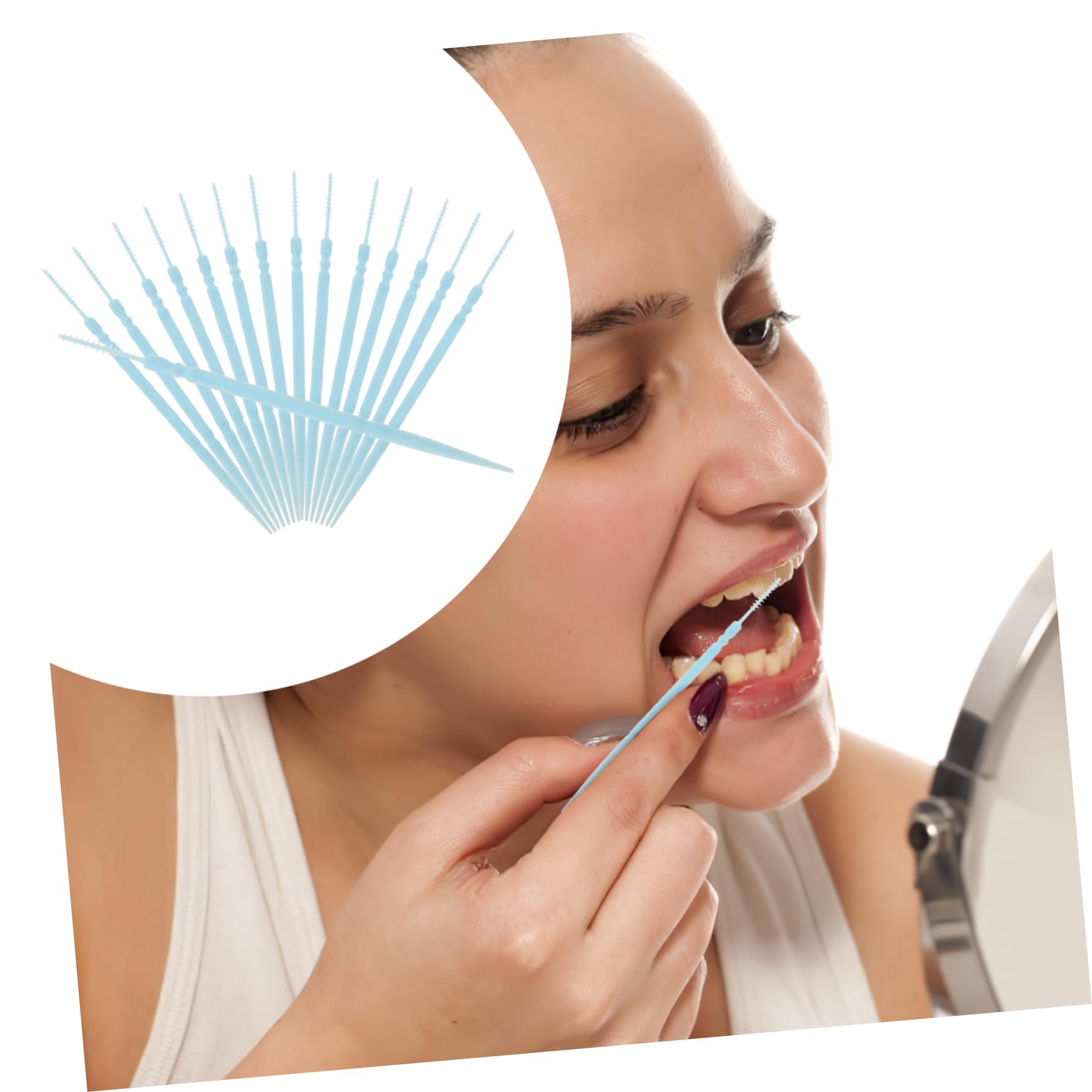1100piezas Palillos Doble Punta Descartables Azul Cuidado Bucal Higiene Oral Limpieza Interdental Segura y para Adultos