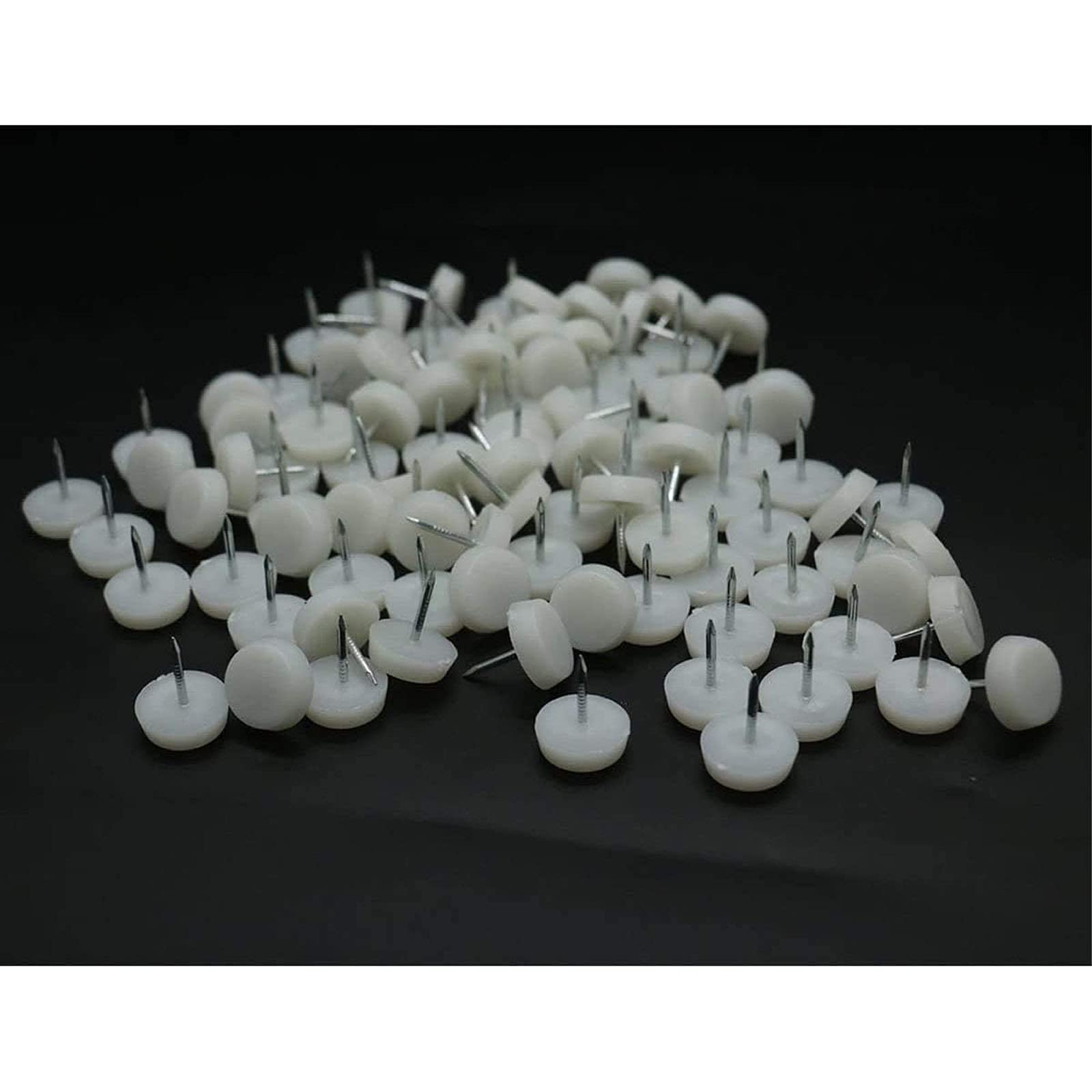 15mm White Nylon Furniture Sliders Nail On - Chair Leg Floor Protectors Nail - Nylon Chair Glides with — view 5
