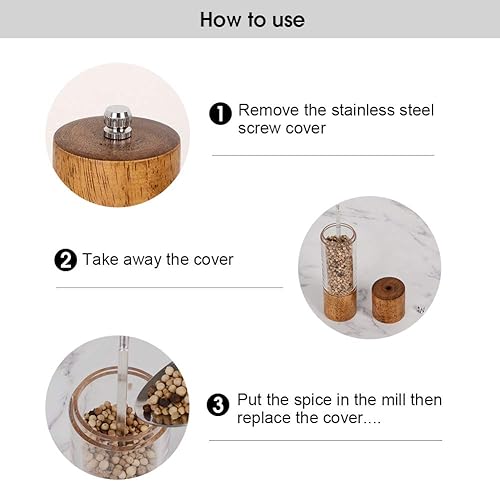 Miniatura 6 de Juego de molinillo acrílico de sal y pimienta de 8 pulgadas y molinillo de pimienta o molinillo de sal de 10 pulgadas