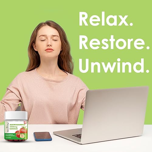 Miniatura 3 de Nature's Key Gomitas Ashwagandha, fórmula mejorada con vitamina D2, bálsamo de limón y pimienta negra (60 unidades, paquete de 1)