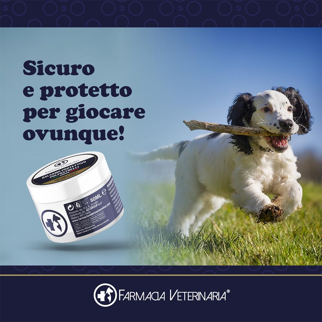 Farmacia Veterinaria Crema Polpastrelli Cane Protettiva per Il Caldo - Balsamo Zampe e Naso, Protezione da Asfalto, Neve e Secchezza, Ideale per Cani e Gatti - 50ml