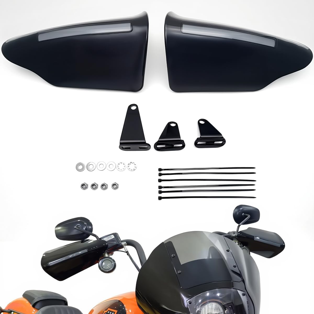 1 pair LED Handguards Black Motorcycle Handguards for Touring Road King Road Glide Electra Glide Softail Street Bob