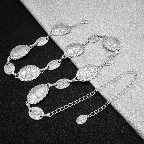 Image of Women's Concho Chain Belt Western Cowgirl Metal Waist Chain Belt for Dress