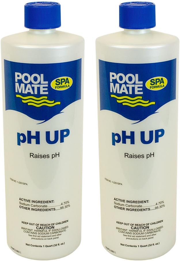 Pool Mate 1-Quart 2-Pack Premium Increase pH, Liquid pH Increaser for Hot Tub, Made in USA 2-Pack pH Plus