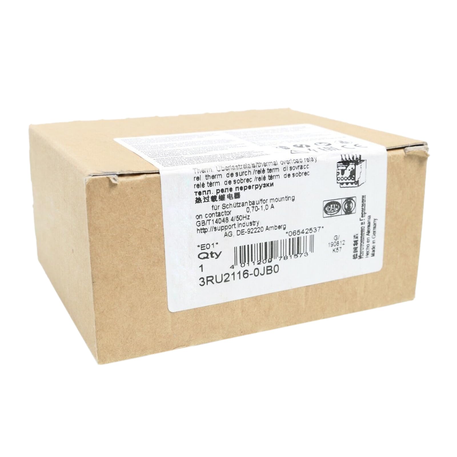 Relais thermique 3RU2116-0JB0 de protection pour armoire électrique