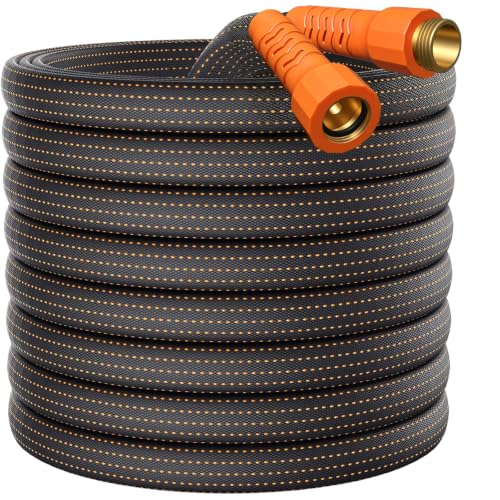 10FT Lightweight Garden Hose Durable and Flexible Water Hose Non-Kink Non-Slip Swivel Handles All-Weather Leader Hose for Boats RV Marine Washdown Lawn Garden Leakproof (OrangeBlack 10 Ft)
