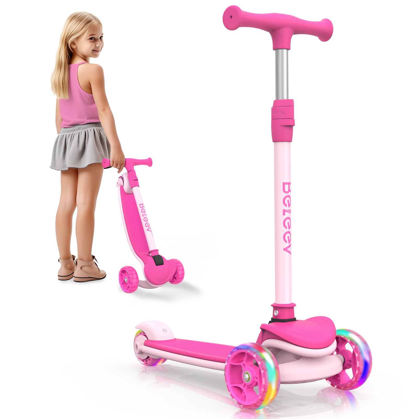 Monopattino 2 In 1 LR 300 T Per Bambini, Da 2 A 8 Anni, Con Sedile E Ruote LED, Incluso Casco E Cestino
