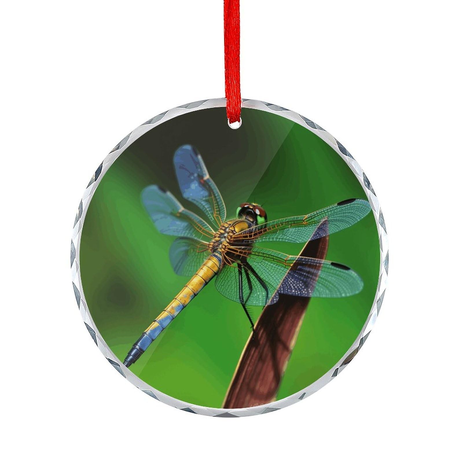 Fodpand Women's Style Dragonfly Round Glass Ornament Keepsake Gift Exchange Ideas Car Decor,Christmas Ornaments For Tree Window Garden Ornaments