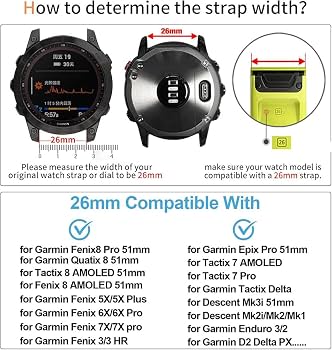 Zitel® Band Compatible with Garmin Fenix 8 AMOLED 51mm/8 Pro 51mm