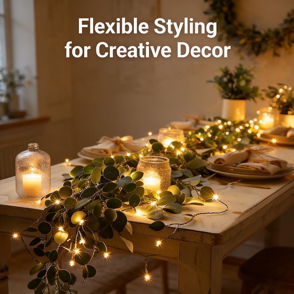 Fairy Light Olive Vine Garland, 6ft 96 Led Vines with Fairy Lights, Twinkling Tree Olive Vine, Faux Vine Lights Artificial Greenery Garlands for Fireplace, Table, St. Patrick's Day, Home DéCo (9FT)