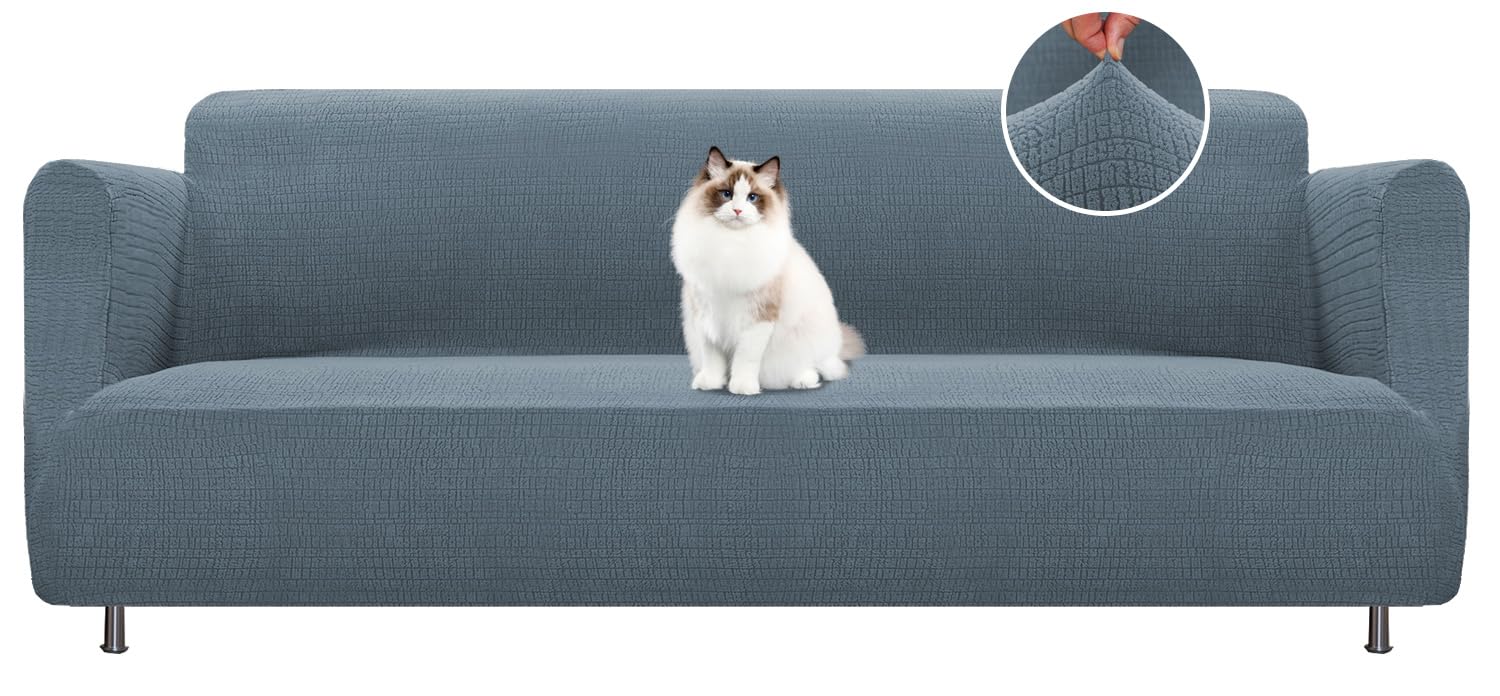 BellaHills High Stretch Sofa Cover 4 Seater Replacement Compatible Cover for Söderhamn Sofa Non Slip Sofa Slipcovers for Living Room Couch Covers Washable Furniture Protectors (4 Seater, Stone Blue)