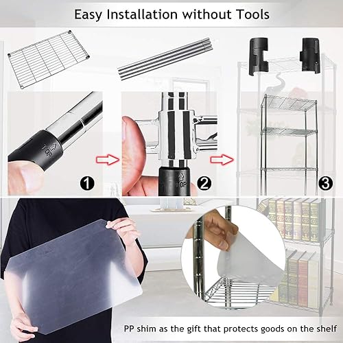 Miniatura 5 de Estantería de alambre de 5 niveles NSF de altura ajustable de acero utilitario de grado comercial con forro de estante estante de metal resistente