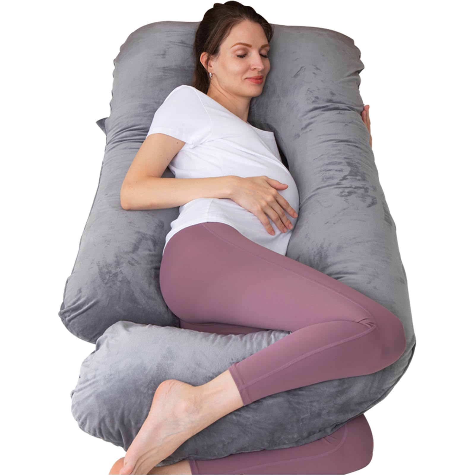 TaiBest U Shaped Full Body Pregnancy Pillow with Removable Cover for Maternity Women,Pregnancy Pillows for Sleeping,Support for Back, Legs, Belly,55 Inch Pregnancy Pillow for Women โ image 1