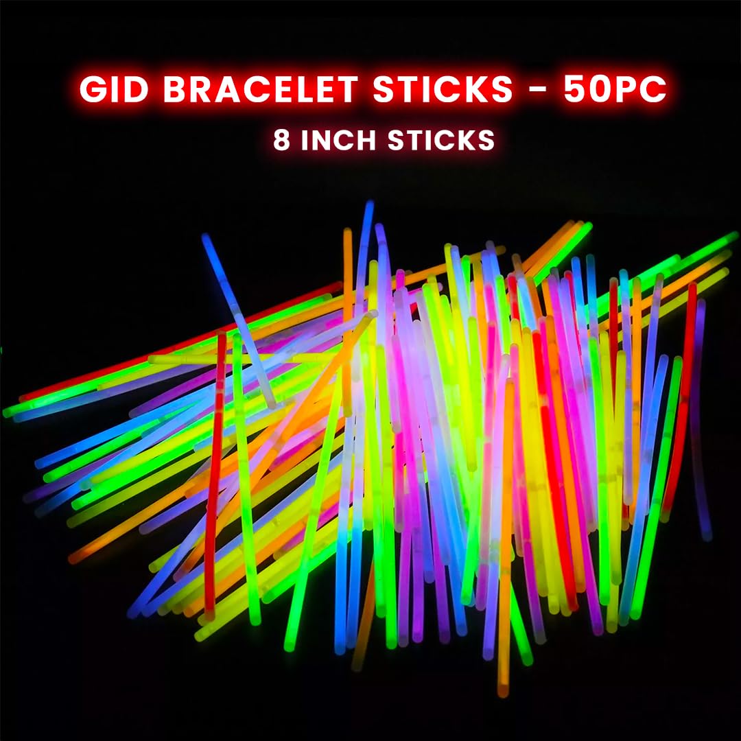 Wanna Party WP Kids Glow Sticks Bulk Party Supplies 50 Pack 8 Inch Glow In The Dark Sticks,Light Up Party Favors. Neon Glow Bracelets&Glow Necklaces With Connectors. Glow Party Decorations,Multicolor - Image 3 thumbnail