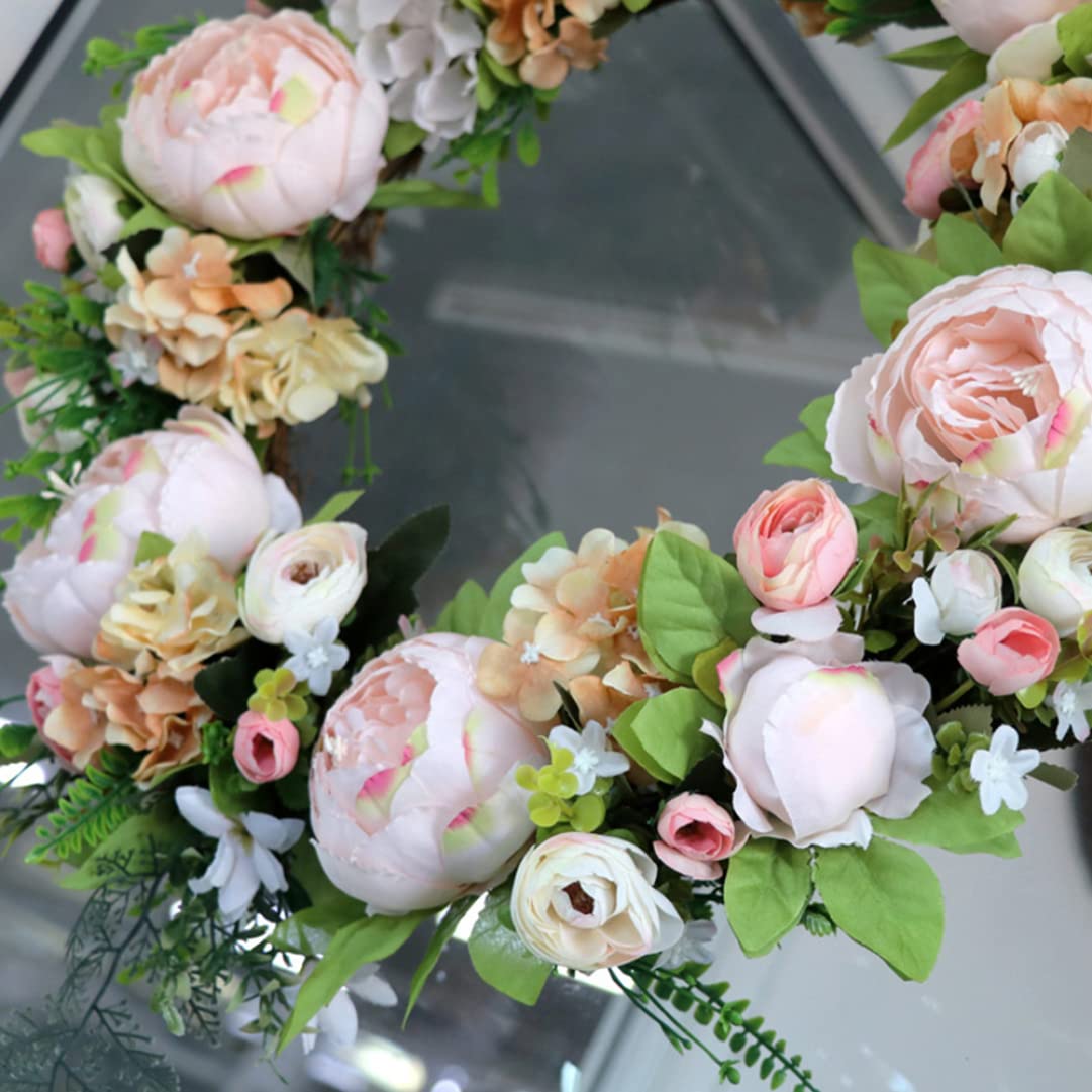 Ghirlanda di Fiori di peonia | Ghirlanda di peonie Artificiali Ghirlande per Porte Rotonde Floreali per la Decorazione della casa di Nozze della Porta d'ingresso