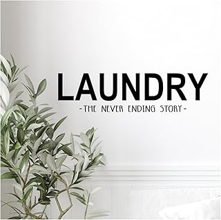 Laundry The never ending story vinyl Decal | 27 x 7 inches | Black Matte | Laundry room Wall Art Decal - Laundry Quote Wall saying - vinyl lettering - Laundry sticker - Laundry Decor