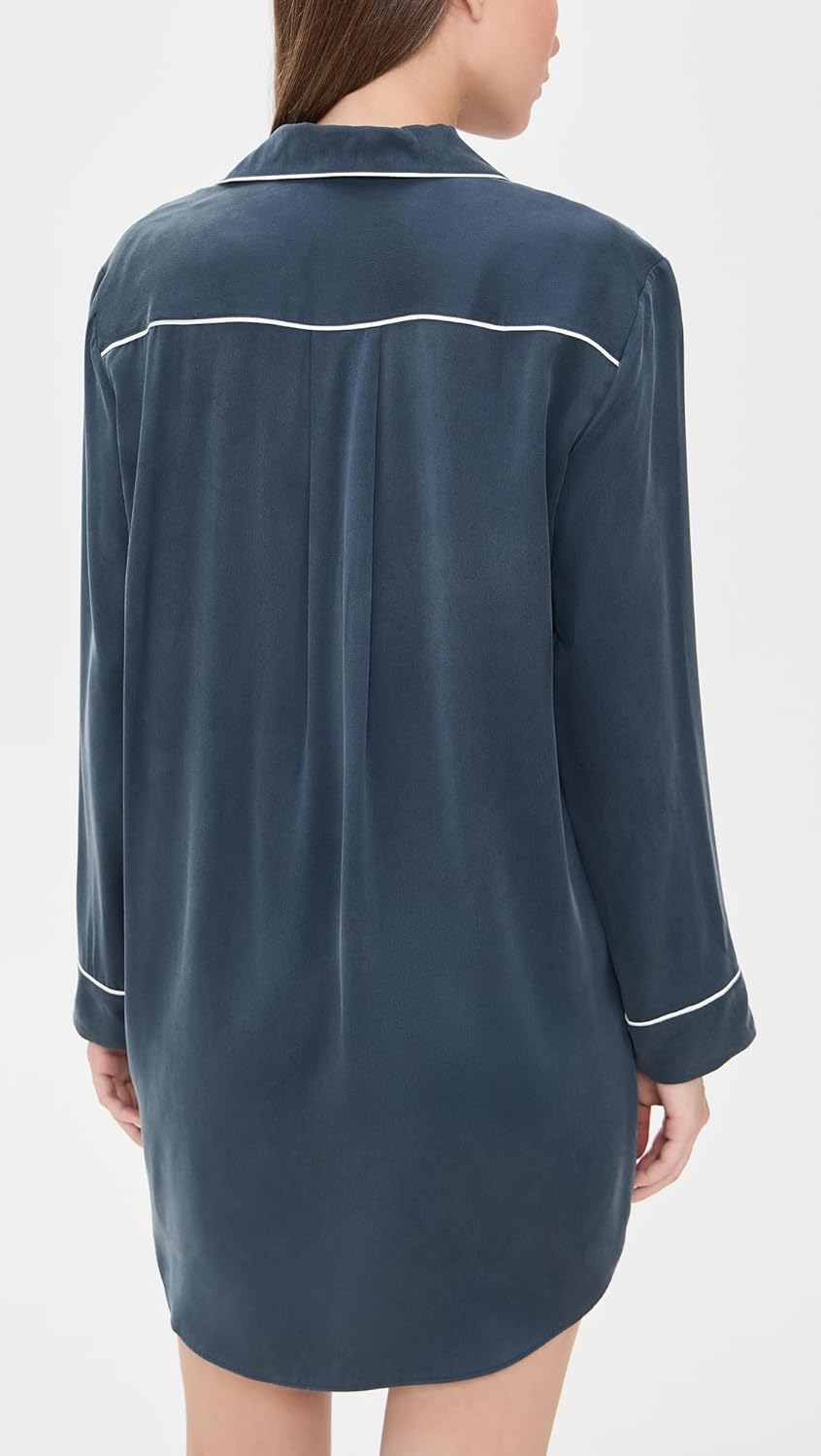 Lunya Women's Long Sleeve Button Down Silk Shirt Dress - Image 4