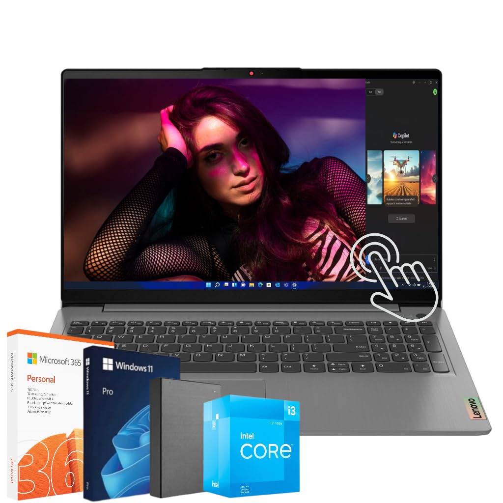 LenovoNewest V-Series V15 Touchscreen Laptop | Intel Core i3 | Windows 11 Pro and Microsoft Office Licences | 40GB RAM, 1TB SSD Storage | 15.6'' FHD Touchscreen | Military-Grade Quality