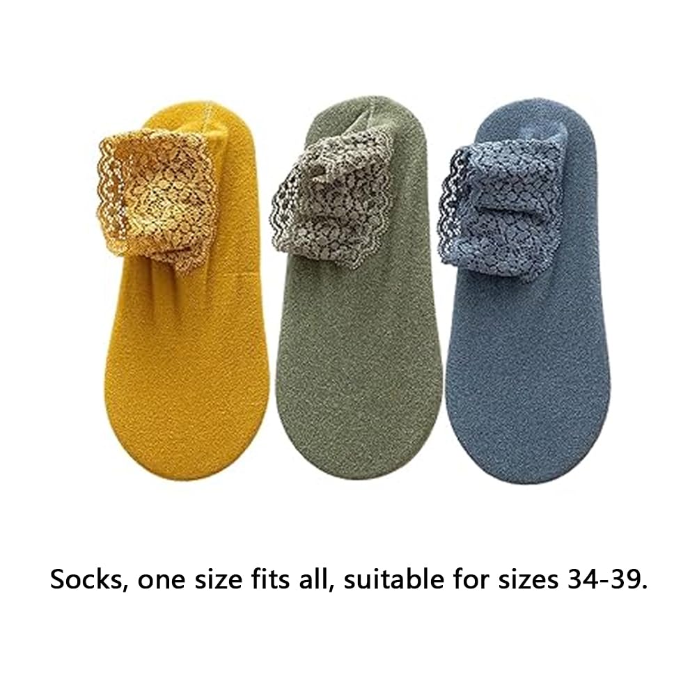 Fashion Lace Warmer Socks,women Fall Winter Ruffle Soft Warmer Socks with Lace Frilly Trim, Non Slip Short Ankle — view 4