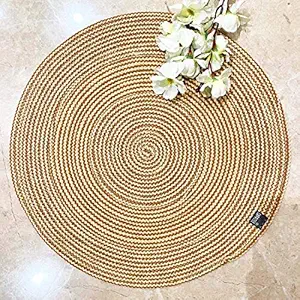 ST SAPROSE Polypropylene Multipurpose Braided Round Table Mat (1 Pc Pack,40 Cm)Dinning Place Mats,Side Table Mat, Doilies, Machine Washable Large Mat For Dining Table (15 5