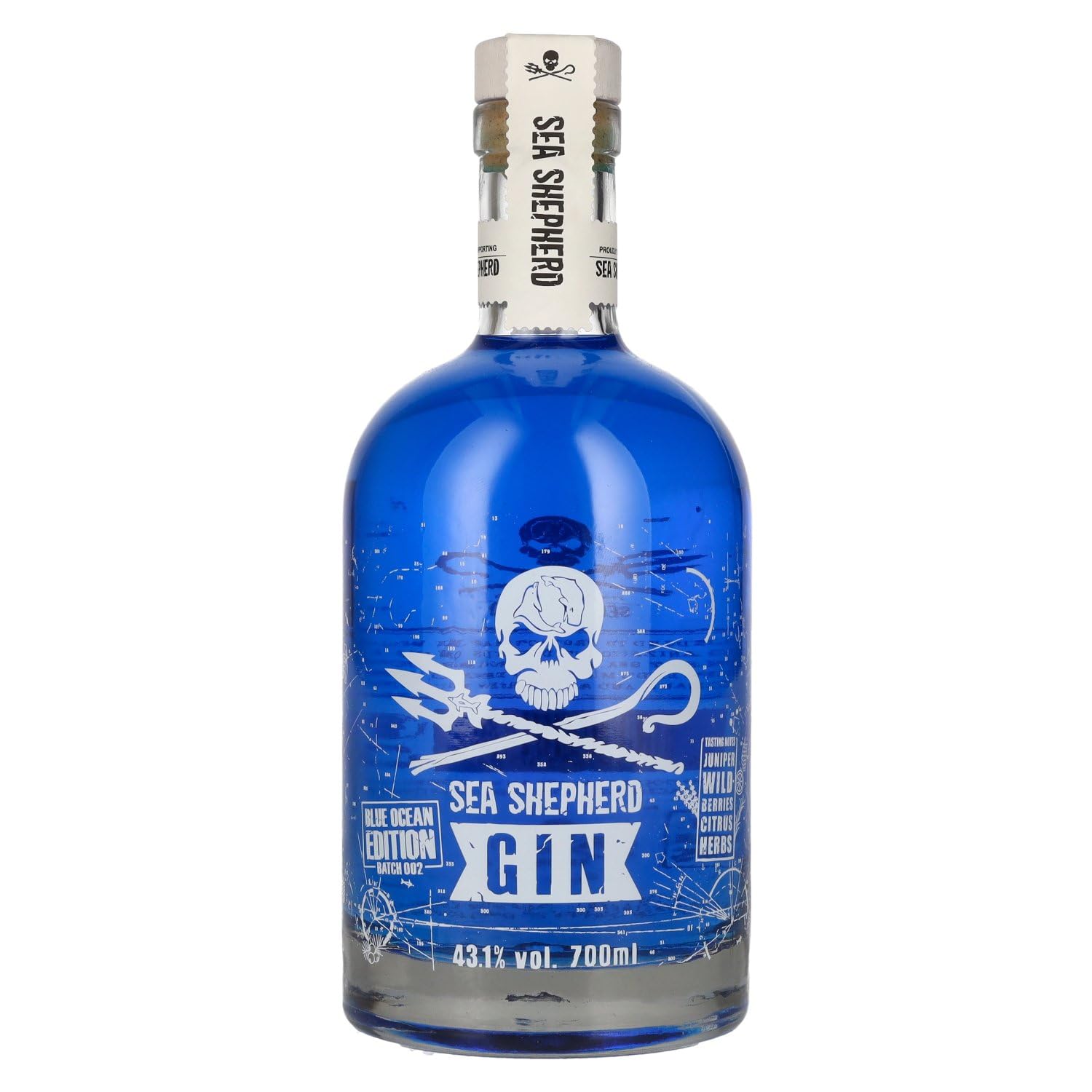 Sea Shepherd | Blue Ocean Gin | Mit Noten von Zitrusfrüchten und Beeren | Inspiriert von den Tiefen des Ozeans| 700ml | 43,1% vol.