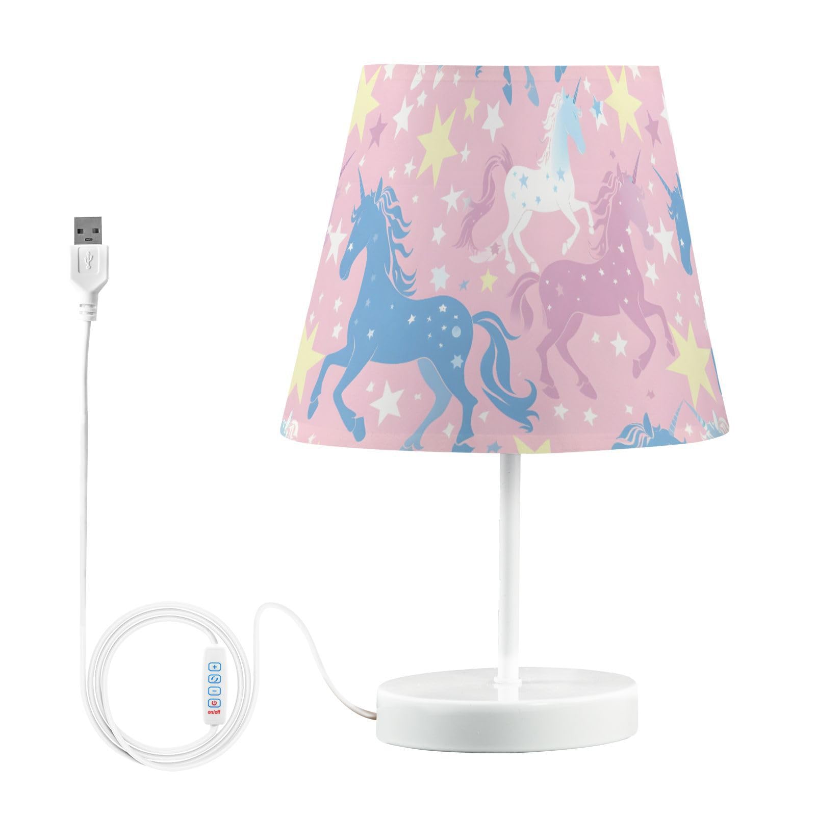 FENOCHE Pastel Unicorn Stars Table Lamp 3-Way Dimmable LED Bedside Lamps for Bedroom Living Room Office Desk LED Bulb Included