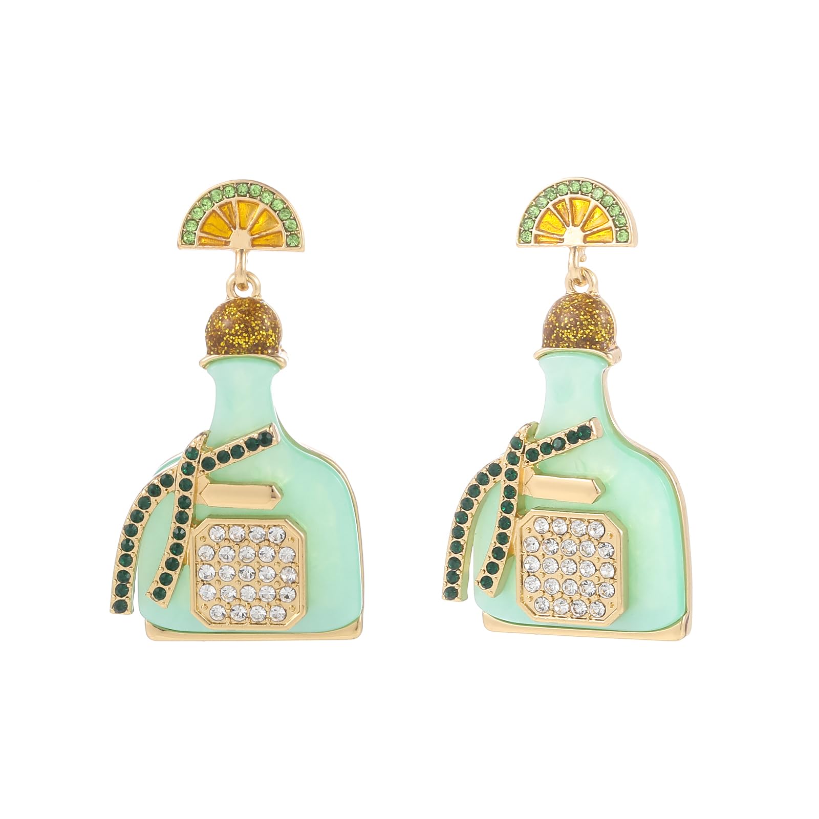 MADISON TYLER Cute Dangle Earrings for Woman | Trendy Fun Statement Cocktail Earrings | Rhinestone Epoxy Pearls Stones | Martini Bloody Mary Mojito