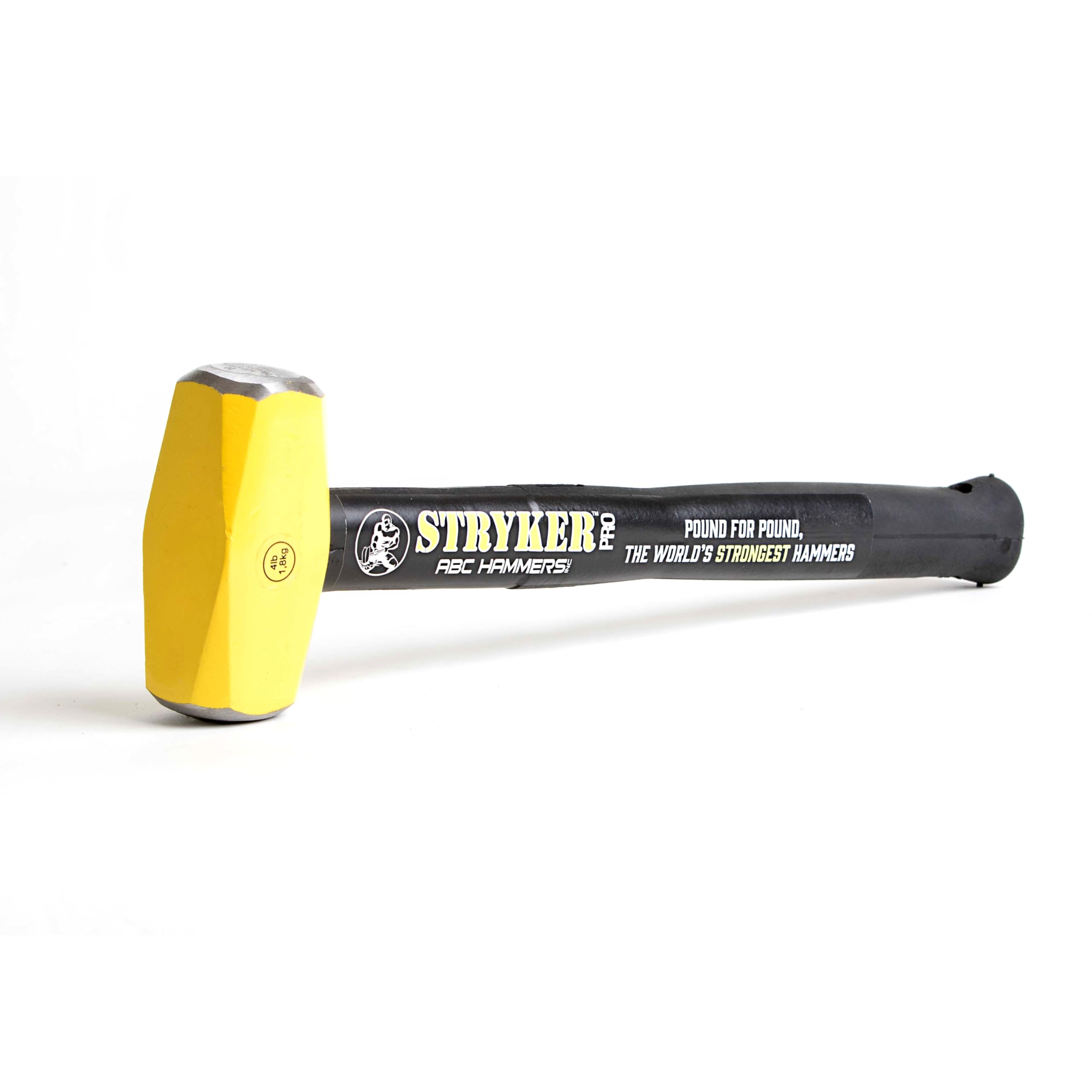 ABC HAMMERS Sledge Hammer - 4 lb. Stryker Hammer with Drop Forged Steel Head & 16" Steel Reinforced Rubber Handle - PRO416S