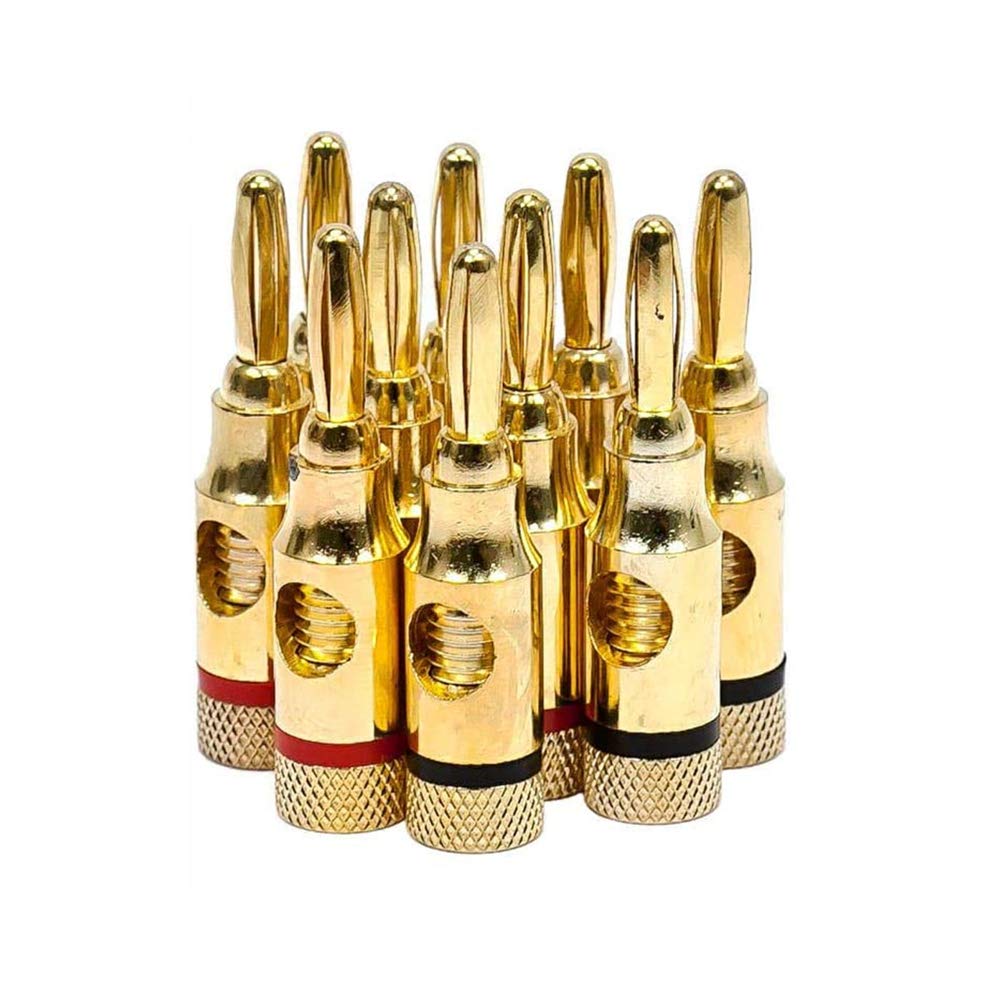 NA Gold Plated Speaker Banana Plugs – 5 Pairs – Open Screw Type, For Speaker Wire, Home Theater, Wall Plates And More (B1)