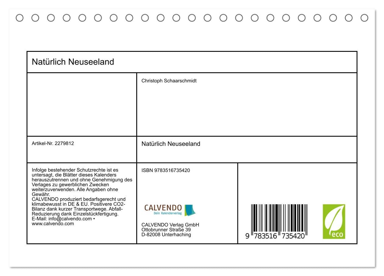 Natürlich Neuseeland (Tischkalender 2026 DIN A5 quer), CALVENDO Monatskalender: Naturwunder am Ende der Welt