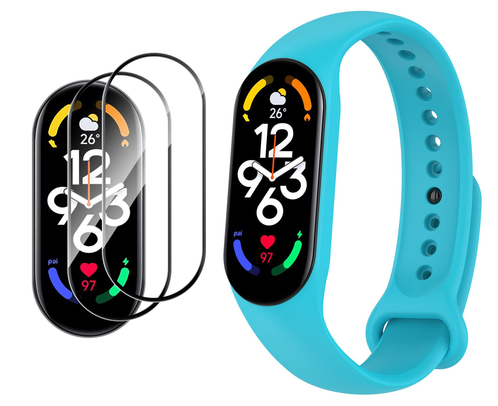 GIOPUEY Bracelet for Xiaomi Mi Band 6, [2 in 1] TPU Silicone