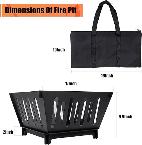 Miniatura 2 de Hoguera de 17 pulgadas, estufa de leña portátil para exteriores, para campamento, patio trasero, jardín, picnic, patio y playa. Viene con una bolsa