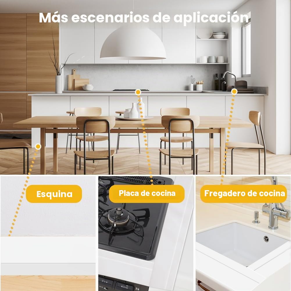 Junta de baño blanca 50 x 20 mm 10 m cinta selladora PVC autoadhesiva | Junta de plan de trabajo cocina, Zócalo flexible autoadhesivo para bañera, Antimoho, Calafateo
