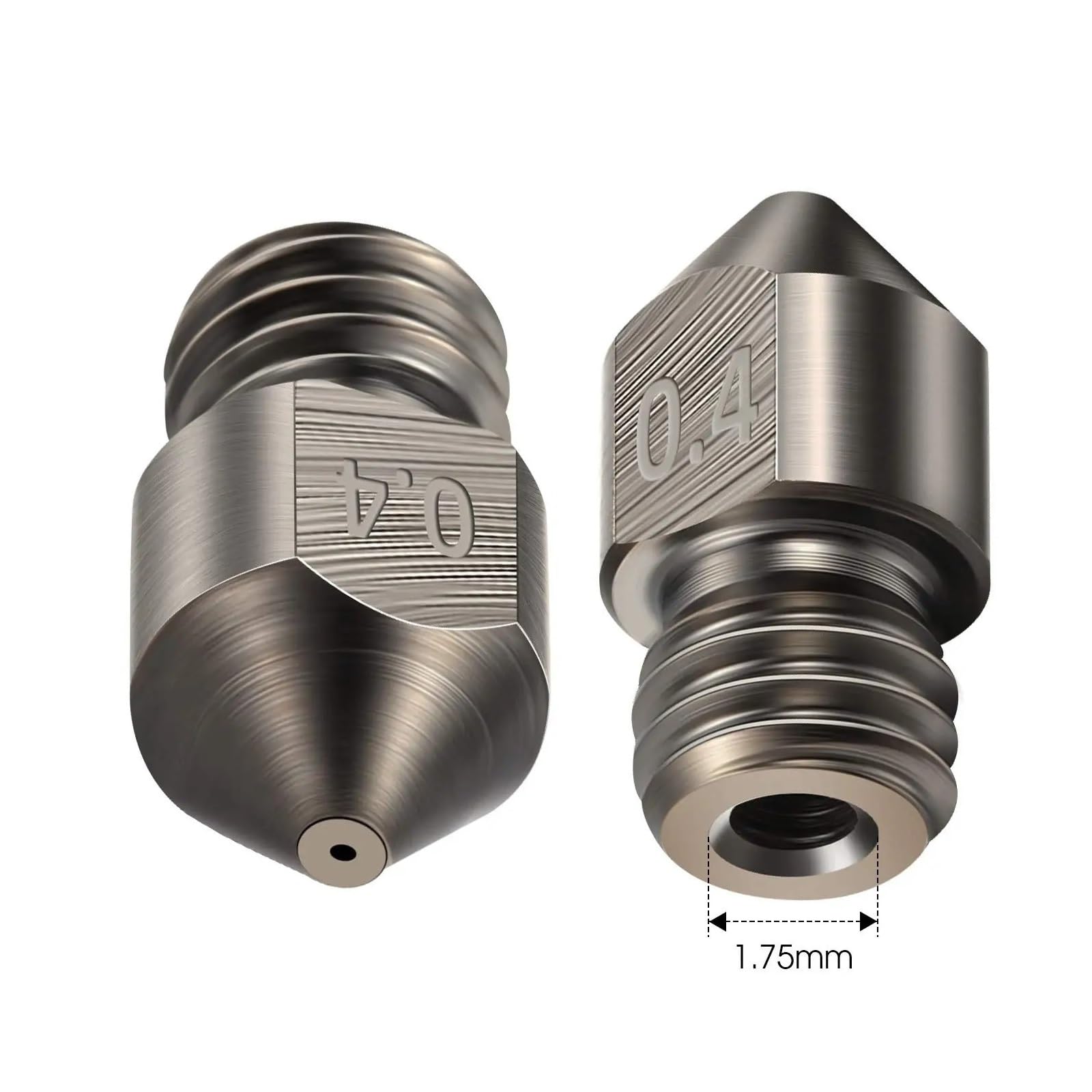 Ugello MK8 in acciaio temprato 0,4 mm per stampanti 3D, compatibile con vari modelli, include 5 pezzi, perfetto per prestazioni di stampa migliorate