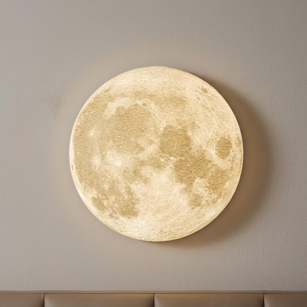 Lampada da Parete Luna 3D LED con Telecomando, Luci Moderne Dimmerabili | Texture 3D realistica, Controllo remoto, LED dimmerabile, Luce d'atmosfera moderna(A,31.5IN*31.5IN_NON-LIT)