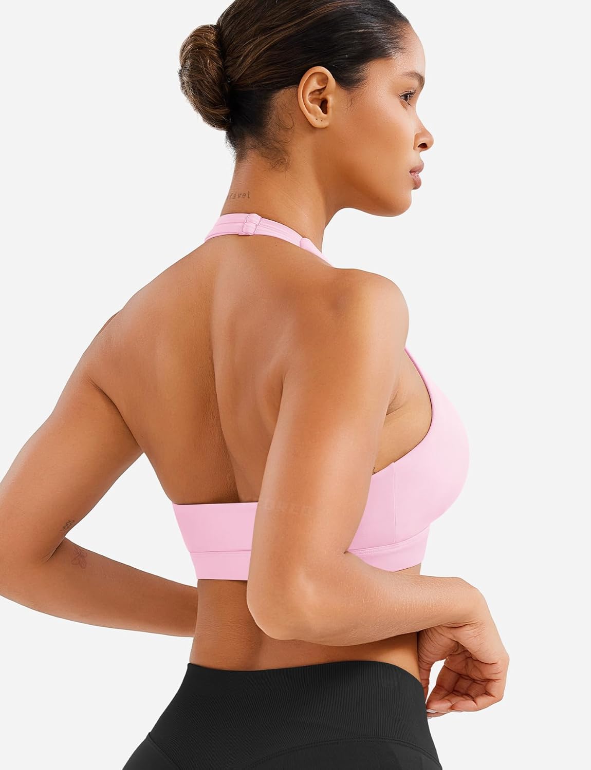 YEOREO LuxFlow Cross Over Workout Halter Sports Bra for Women Backless Gym Bra Padded - Image 5